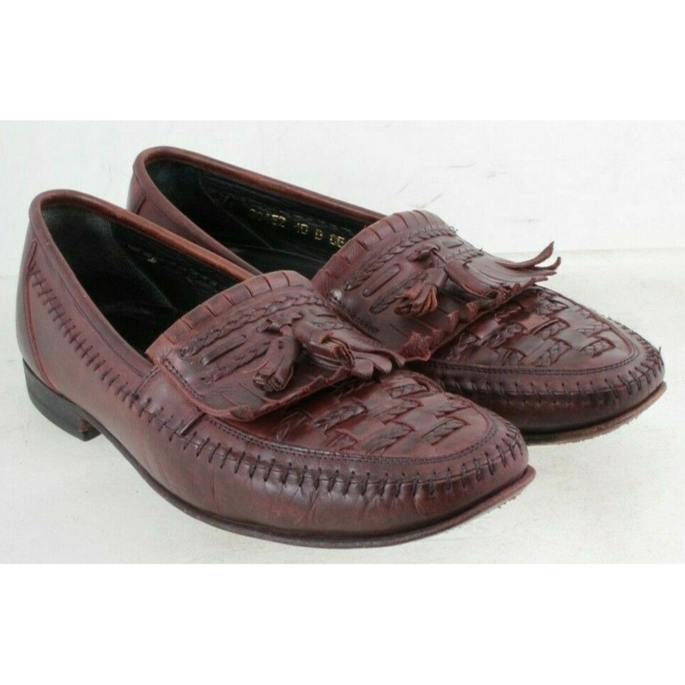 Florsheim Size 10 D Men's Leather Woven Kiltie Tassels Loafers Color Cordovan